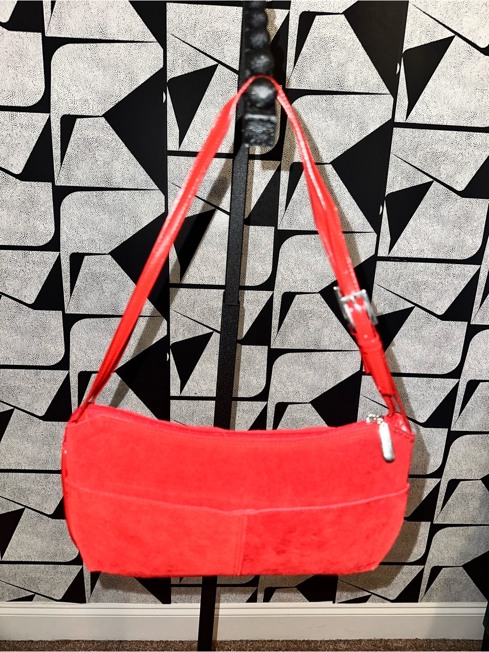 Red Suede Shoulder Bag - Women's Fashion Handbag